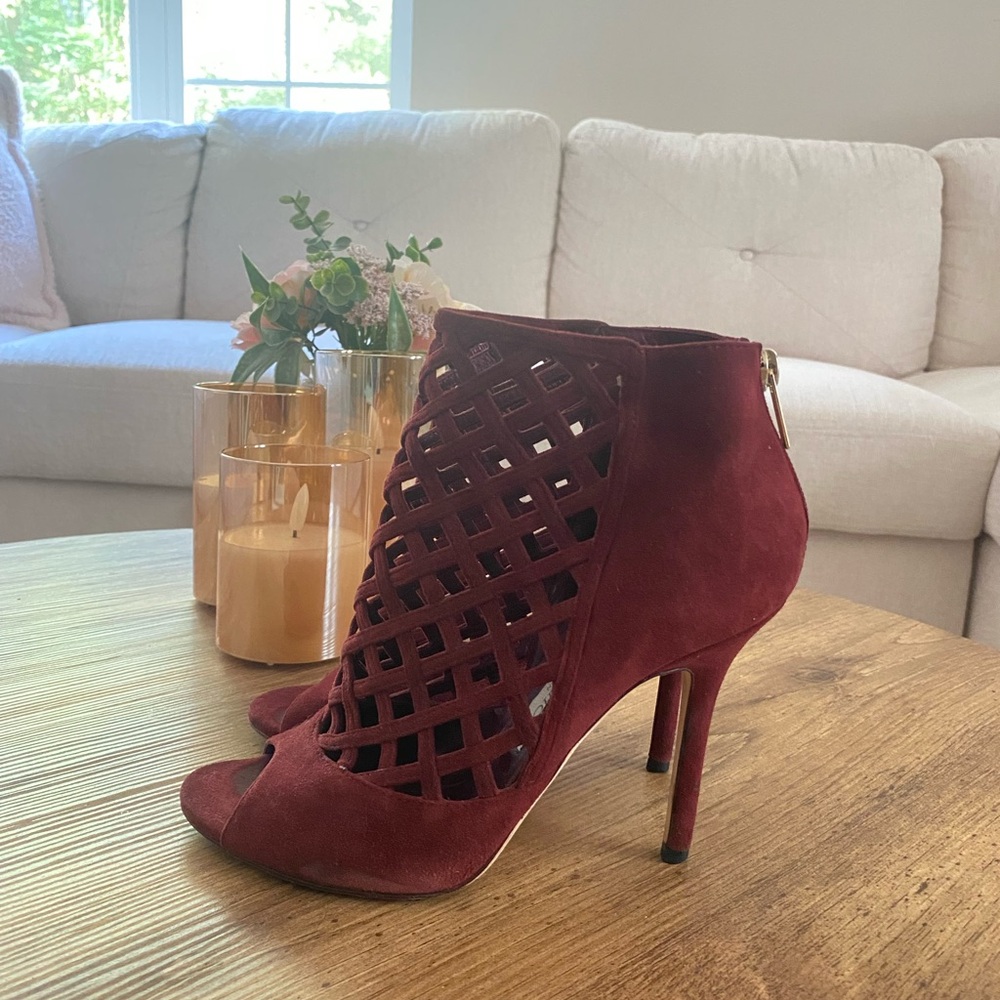 Jimmy Choo Burgundy Heeled Ankle Boots